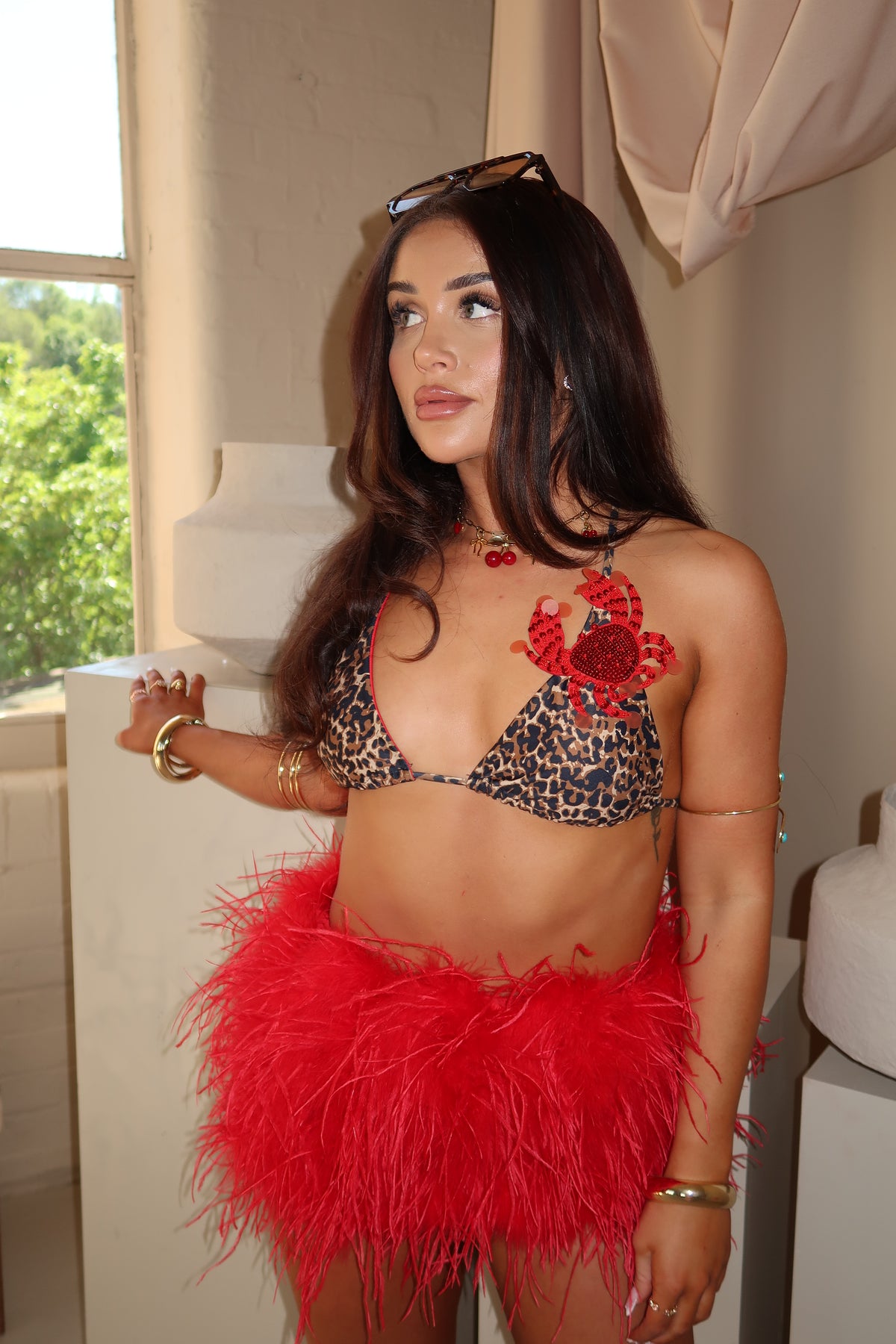 Oceara Feather Skirt Red image 2