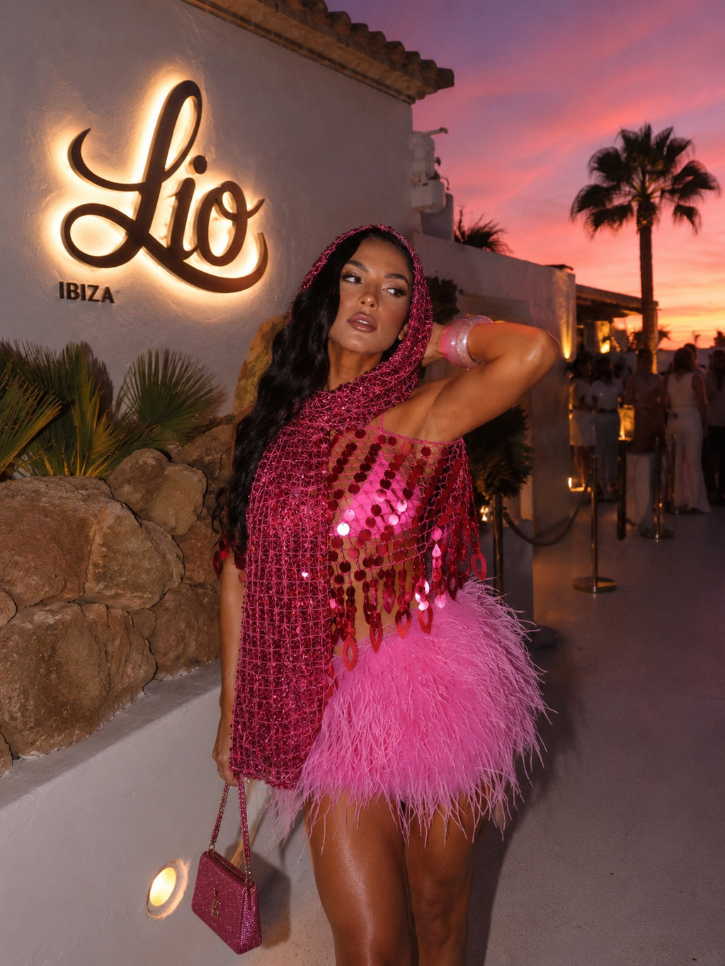 Hot pink Sequin Headscarf image 0