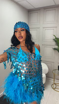 Blue Sequin Multiwear Headscarf image 0