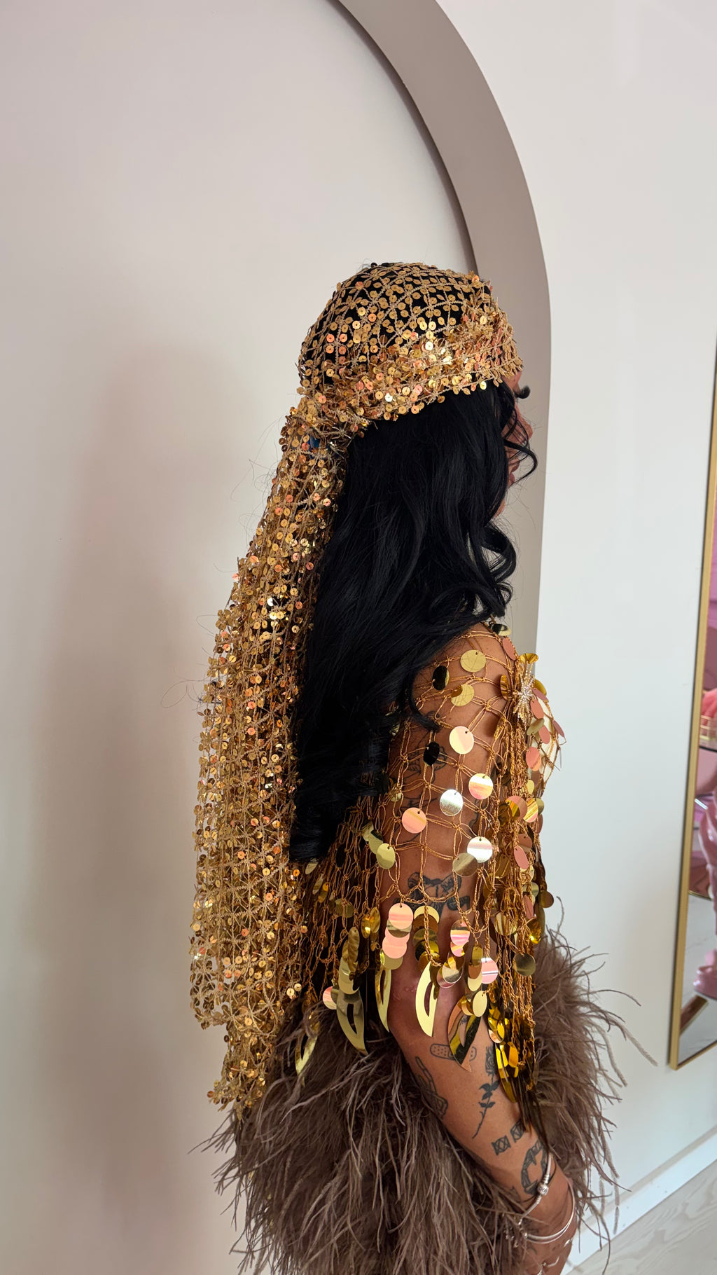 Sequin Multiwear Tie Gold image 0