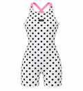 White Polka Dot Cross-Back Shorts Unitard