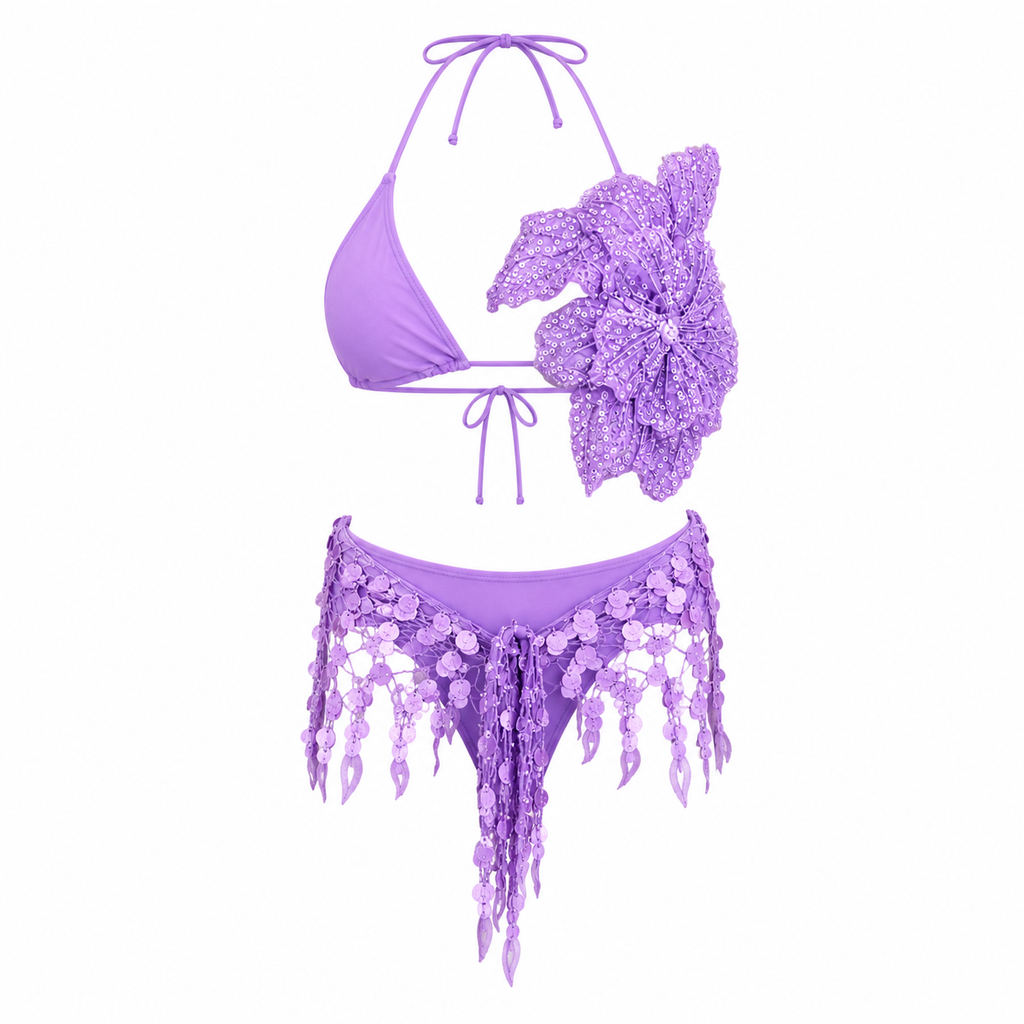 Auriella Mist Lilac Bikini & Skirt