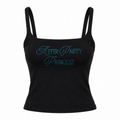 After Party Princess Rhinestone Tank Top Black