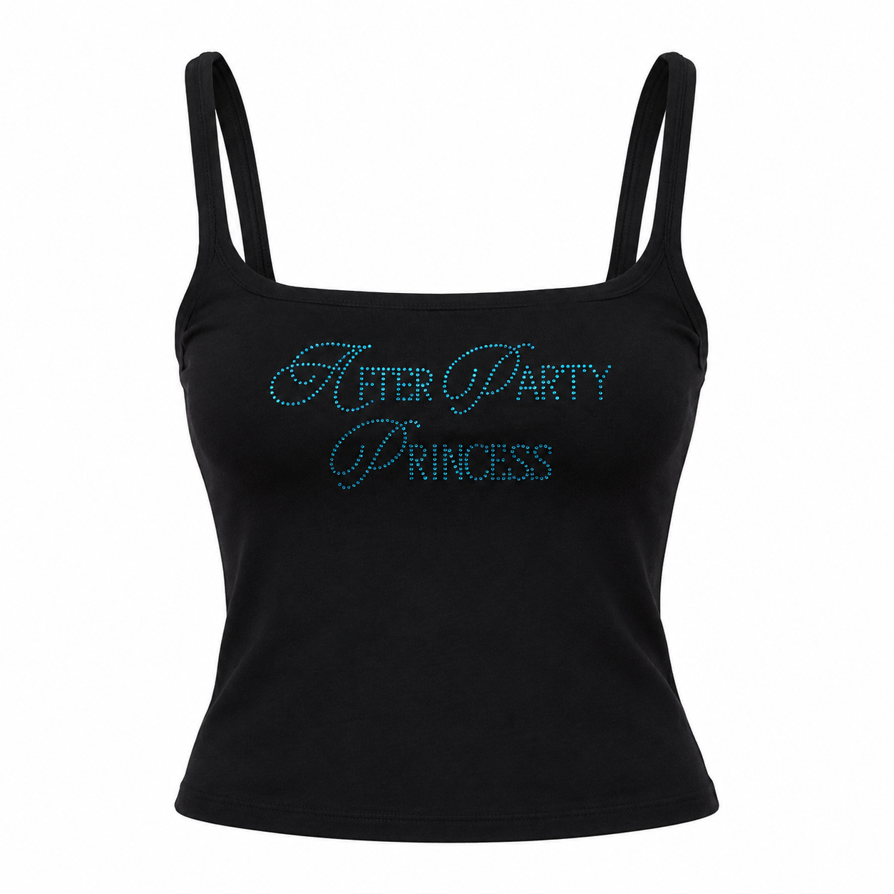 After Party Princess Rhinestone Tank Top Black