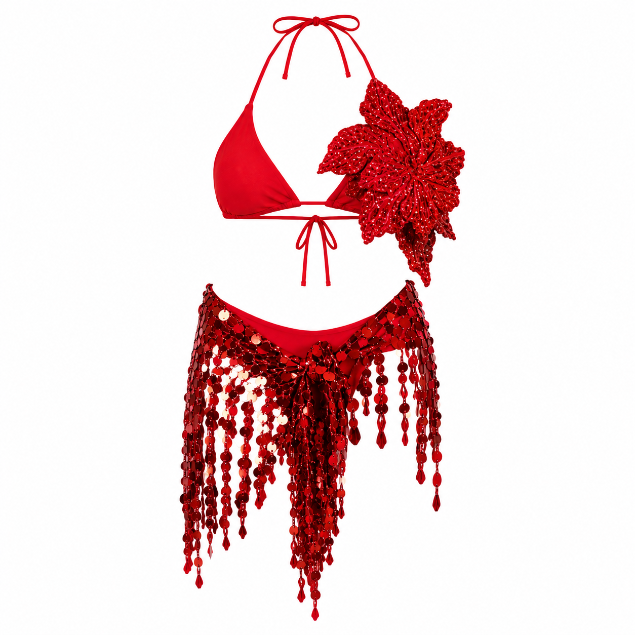 Auriella Mist Red Bikini & Skirt