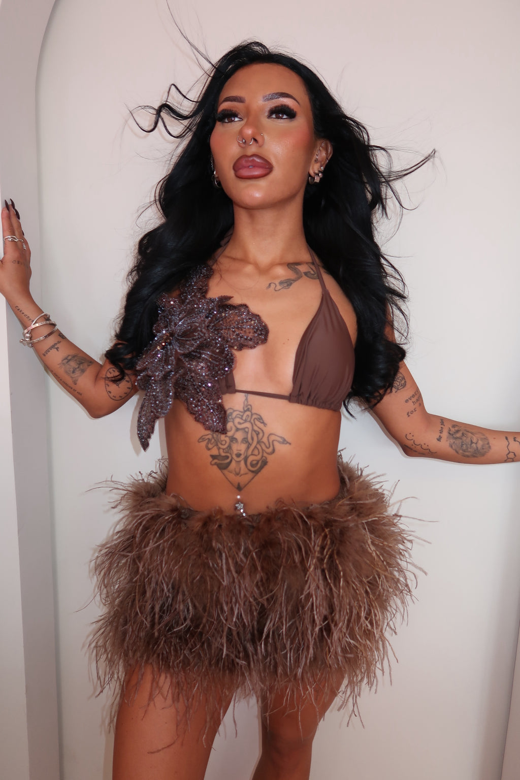 Oceara Feather Skirt Brown image 2
