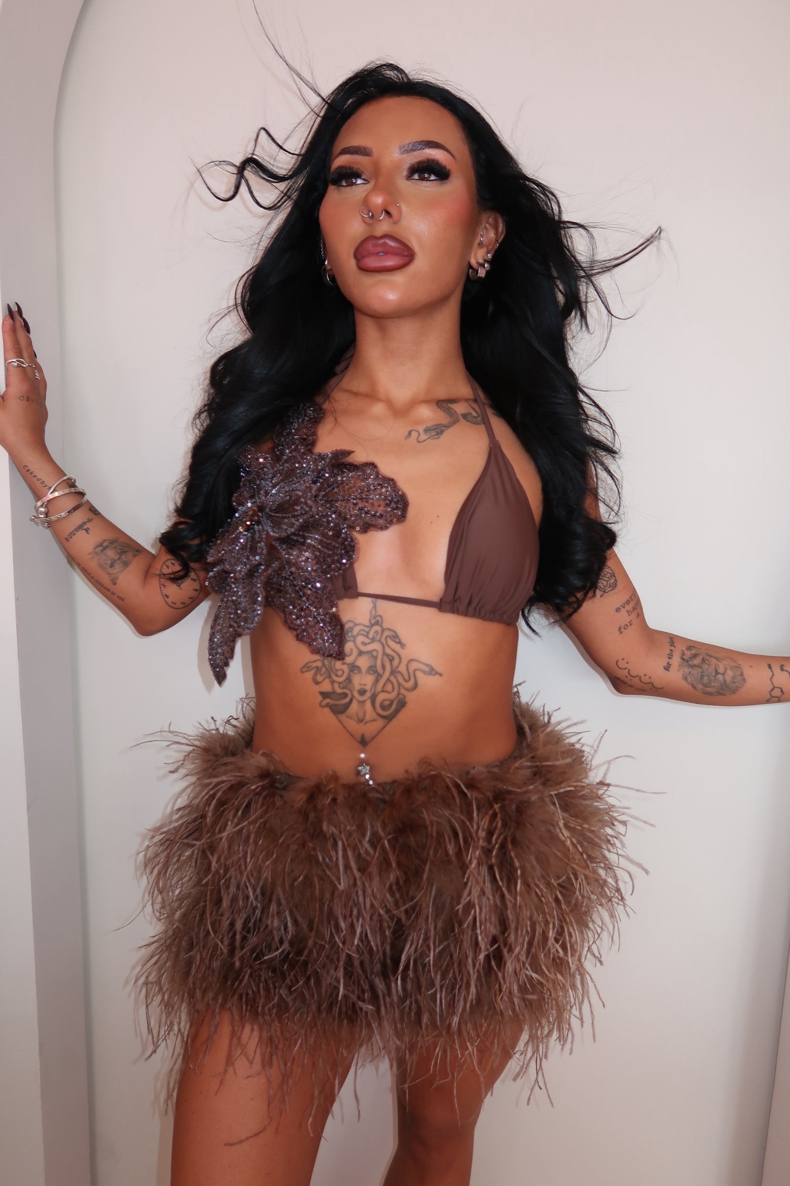 Oceara Feather Skirt Brown image 2