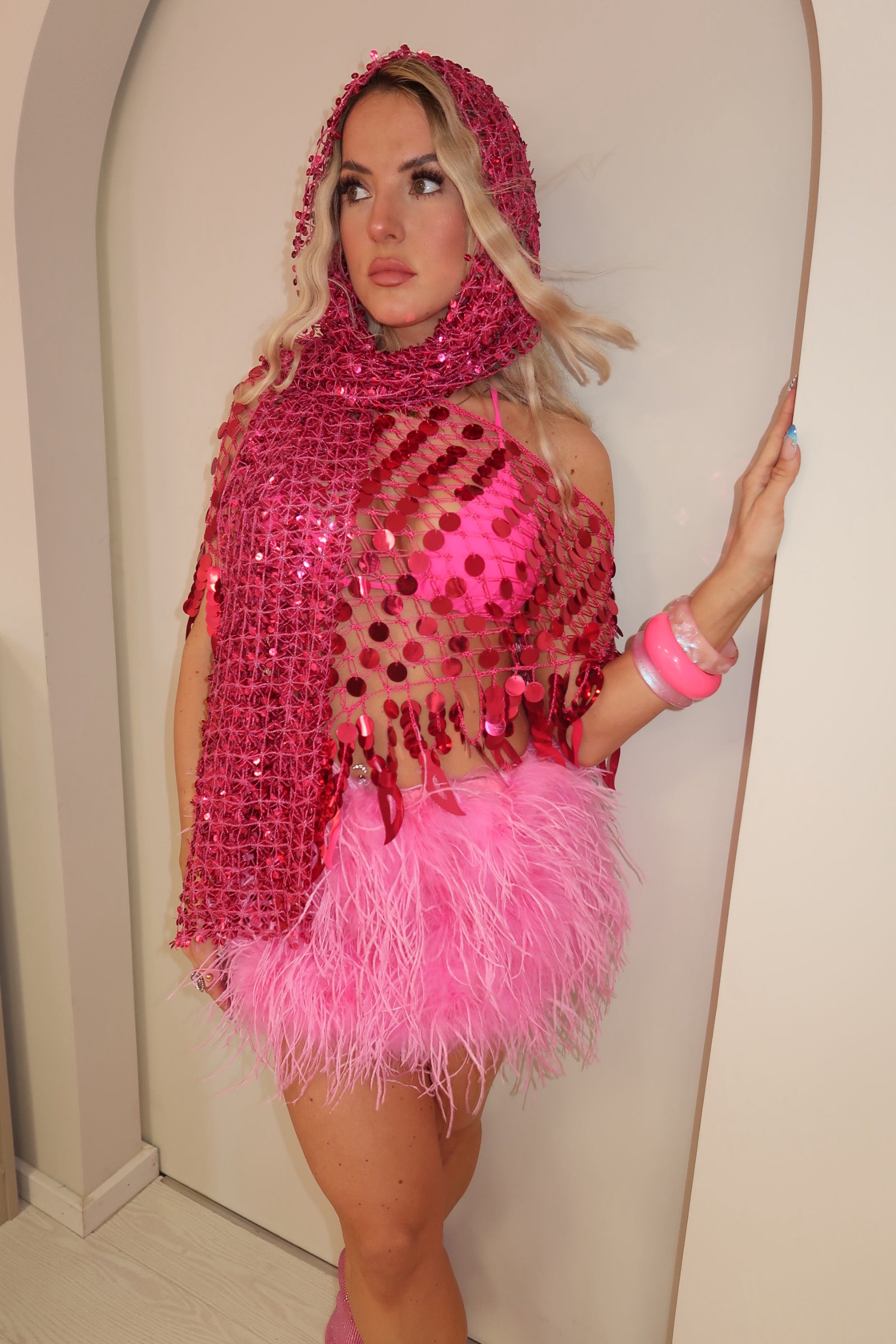 Oceara Feather Skirt Bright Pink image 2