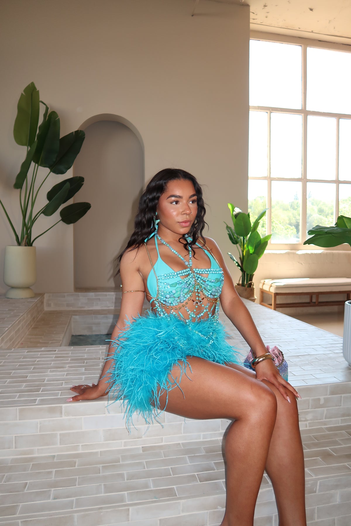 Oceara Feather Skirt Aqua Daze image 8