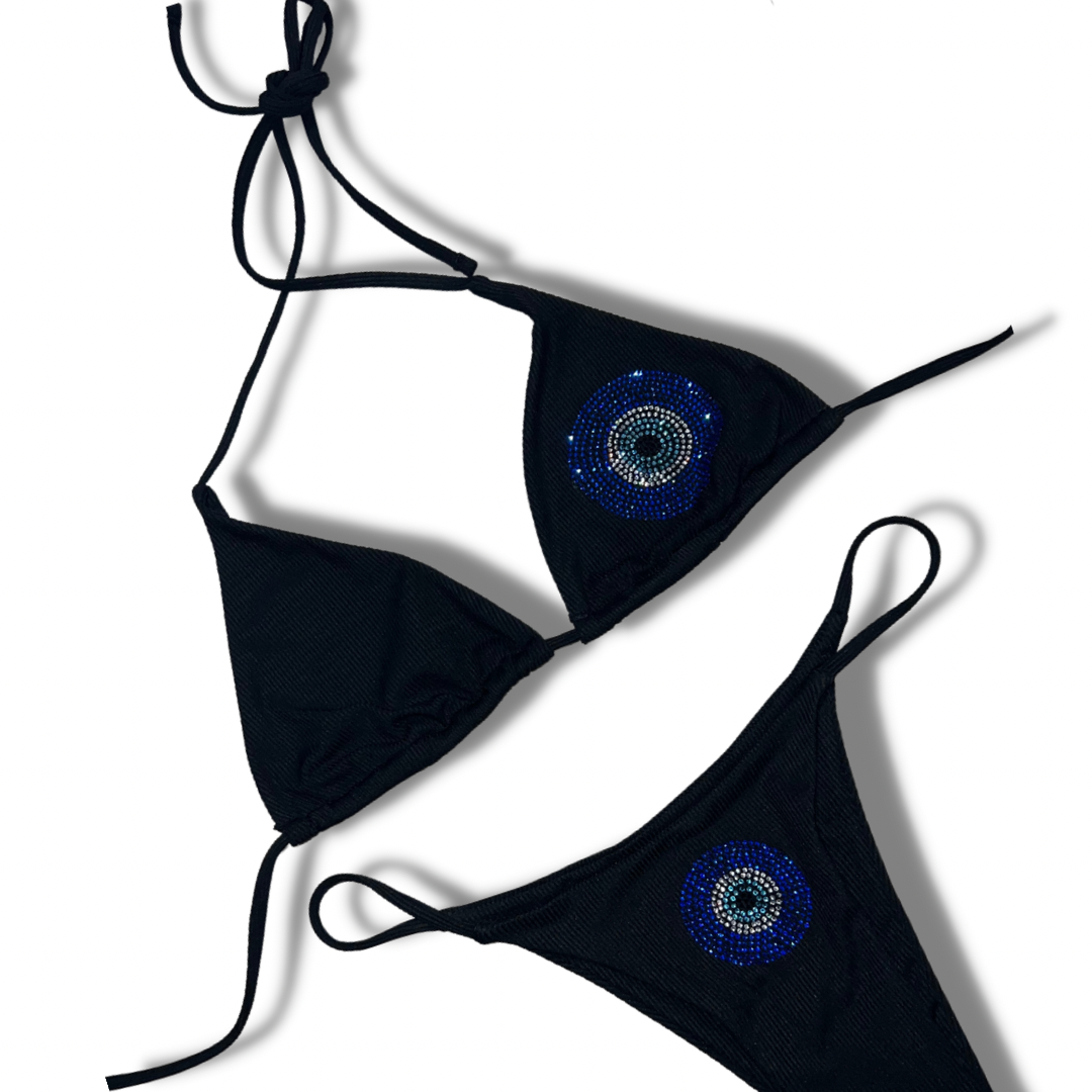 Evil Eye Black Plain Bikini image 0